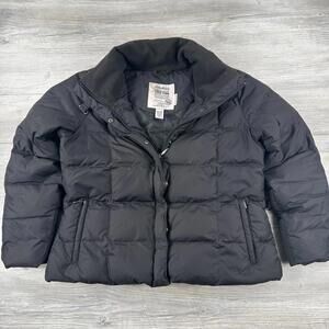 Eddie Bauer Premium Goose Down Puffer Jacket Womens XL Black 700 Fill Bomber